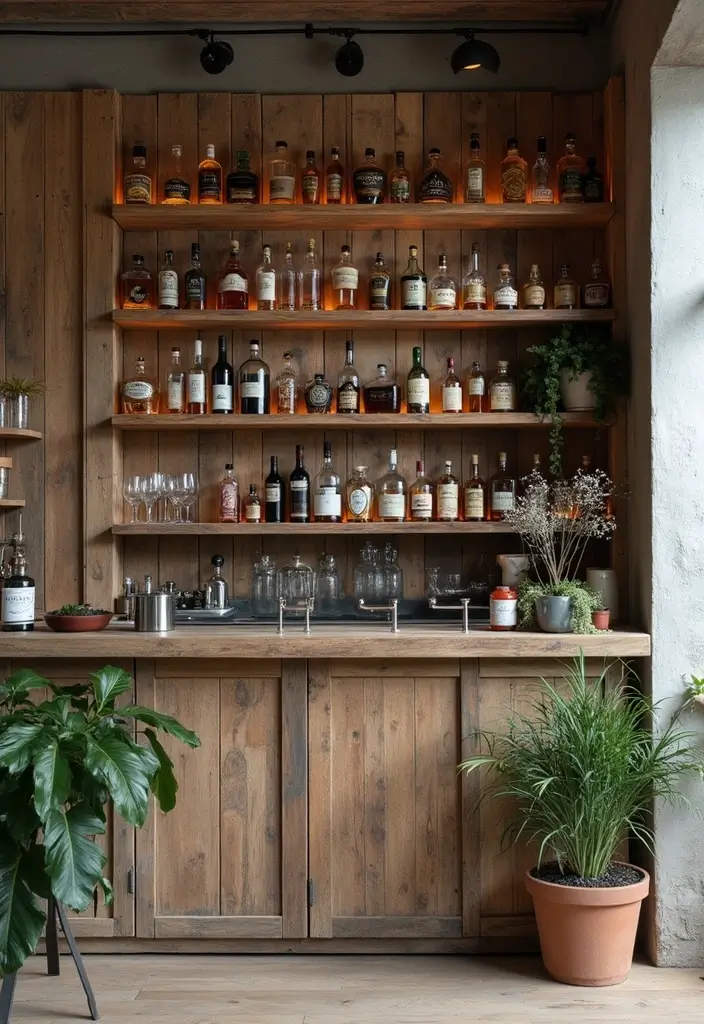27 DIY Home Bar Decor Projects To Personalize Your Space 29 27 DIY Home Bar Decor Projects To Personalize Your Space - 15. Rustic Bar Shelves