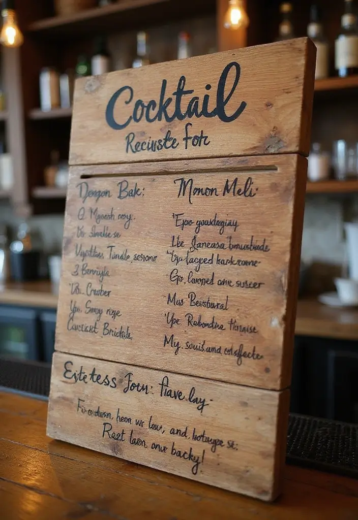 27 DIY Home Bar Decor Projects To Personalize Your Space 37 27 DIY Home Bar Decor Projects To Personalize Your Space - 19. Cocktail Recipe Board
