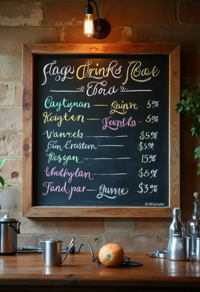 27 DIY Home Bar Decor Projects To Personalize Your Space 11 27 DIY Home Bar Decor Projects To Personalize Your Space - 5. Chalkboard Drink Menu