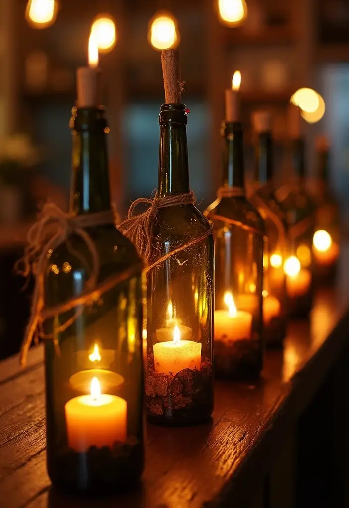 27 DIY Home Bar Decor Projects To Personalize Your Space 20 27 DIY Home Bar Decor Projects To Personalize Your Space - 8. Wine Bottle Candle Holders