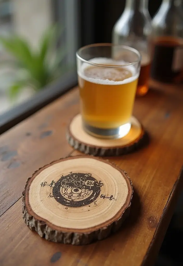 27 DIY Home Bar Decor Projects To Personalize Your Space 21 27 DIY Home Bar Decor Projects To Personalize Your Space - 9. Rustic Coasters