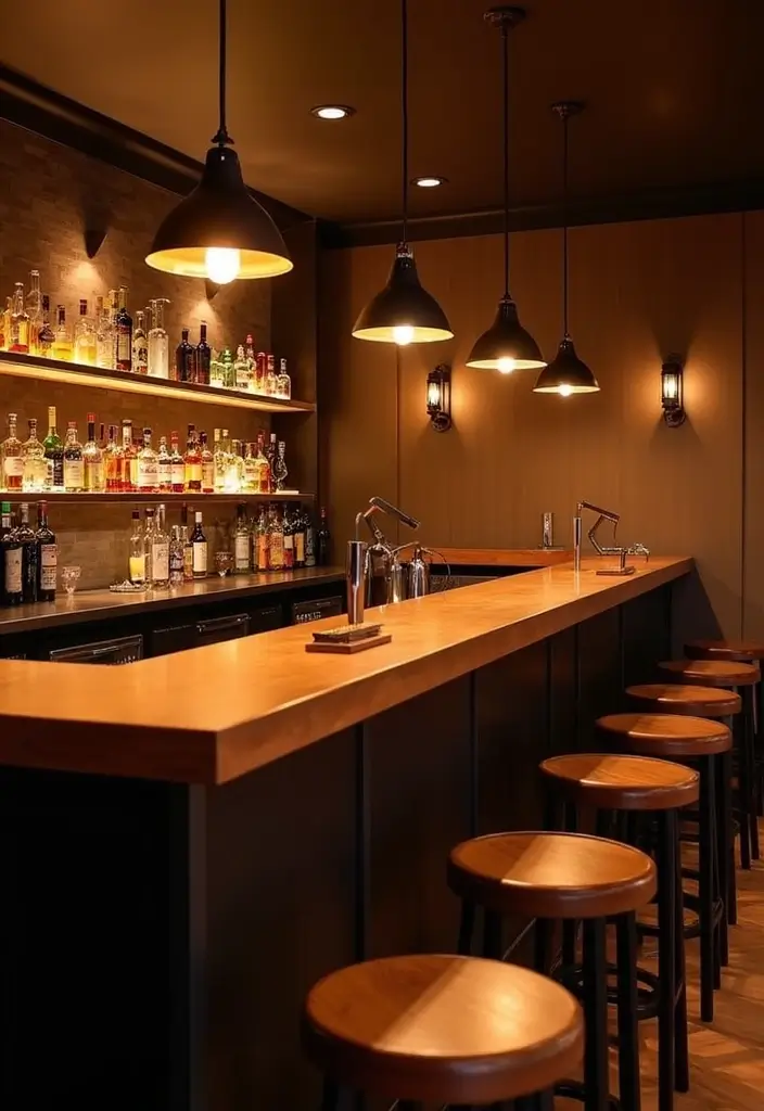 27 Home Bar Decor Ideas Featuring Accent Walls And Lighting 12 27 Home Bar Decor Ideas Featuring Accent Walls And Lighting - 10. Dimensional Lighting