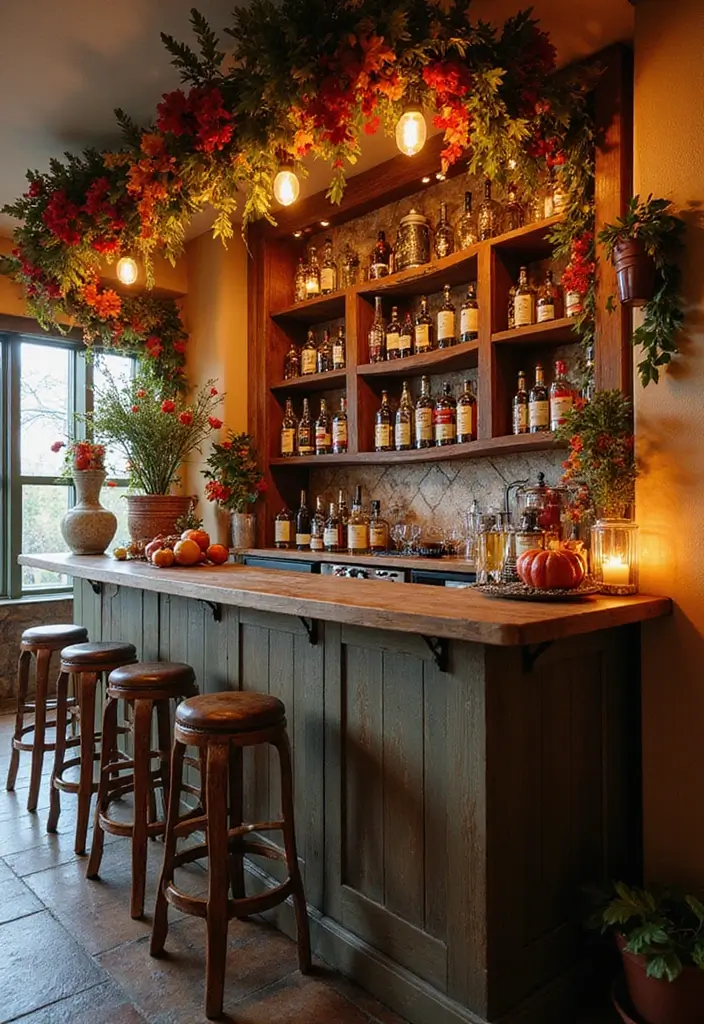 27 Home Bar Decor Ideas Featuring Accent Walls And Lighting 18 27 Home Bar Decor Ideas Featuring Accent Walls And Lighting - 14. Seasonal Decor