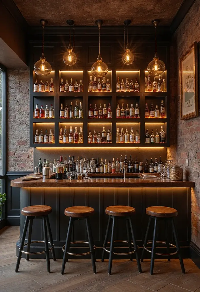 27 Home Bar Decor Ideas Featuring Accent Walls And Lighting 28 27 Home Bar Decor Ideas Featuring Accent Walls And Lighting - 18. Creative Backdrops