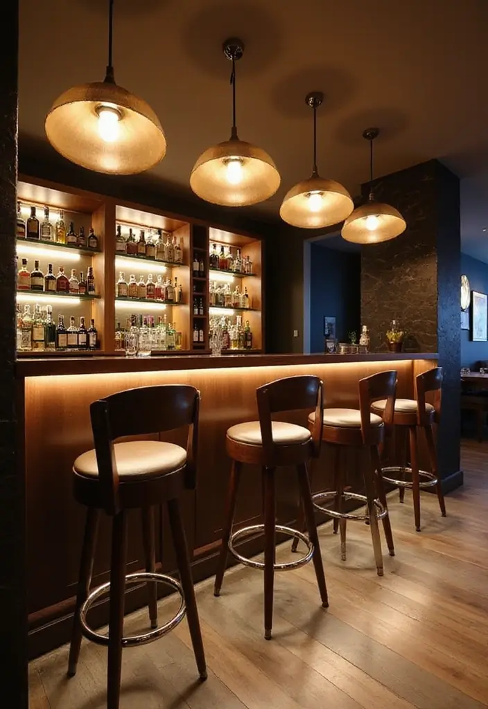 27 Home Bar Decor Ideas Featuring Accent Walls And Lighting 31 27 Home Bar Decor Ideas Featuring Accent Walls And Lighting - 19. Recessed Lighting