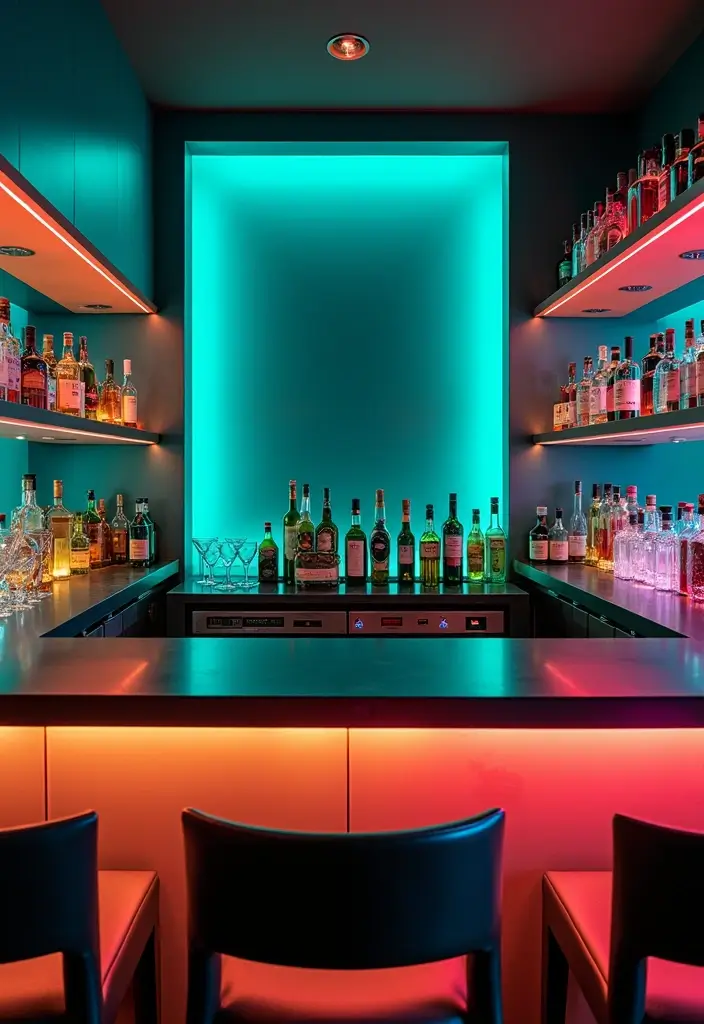 27 Home Bar Decor Ideas Featuring Accent Walls And Lighting 2 27 Home Bar Decor Ideas Featuring Accent Walls And Lighting - 2. Bold Color Splashes