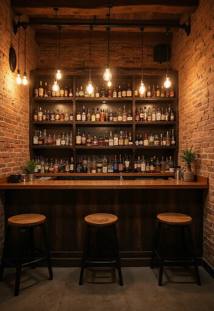 27 Home Bar Decor Ideas Featuring Accent Walls And Lighting 4 27 Home Bar Decor Ideas Featuring Accent Walls And Lighting - 4. Classic Brick Accents