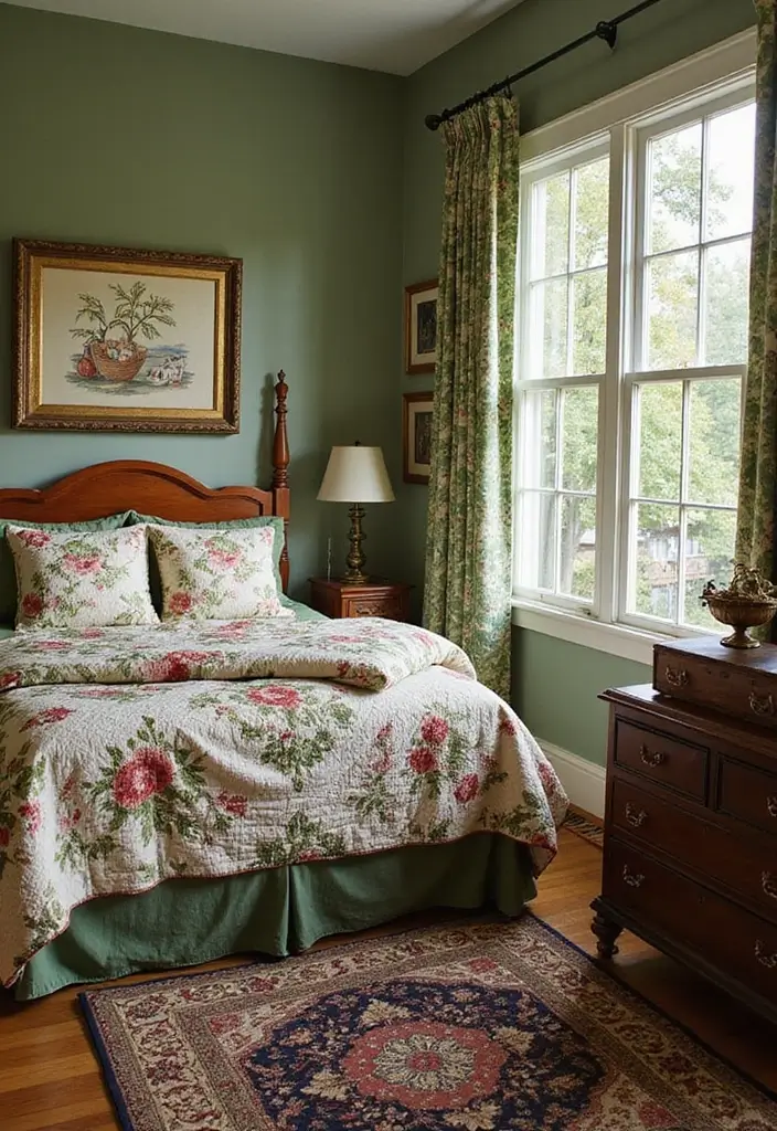 27 Master Bedroom Decor Ideas With Green Bedding 54 27 Master Bedroom Decor Ideas With Green Bedding - 20. Vintage Quilts with Green Bedding