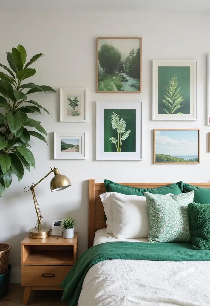 27 Master Bedroom Decor Ideas With Green Bedding 55 27 Master Bedroom Decor Ideas With Green Bedding - 21. Create a Gallery Wall with Green Accents