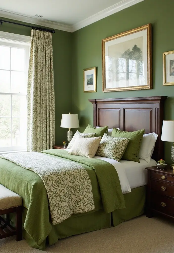 27 Master Bedroom Decor Ideas With Green Bedding 65 27 Master Bedroom Decor Ideas With Green Bedding - 23. Revamp with Green Bedding in a Transitional Style