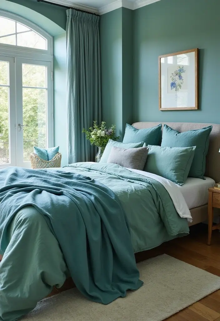 27 Master Bedroom Decor Ideas With Green Bedding 73 27 Master Bedroom Decor Ideas With Green Bedding - 25. Create a Serene Atmosphere with Green and Blue