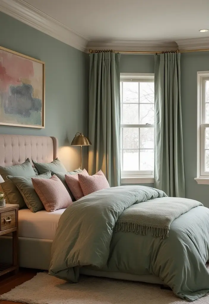 27 Master Bedroom Decor Ideas With Green Bedding 3 27 Master Bedroom Decor Ideas With Green Bedding - 3. Sage Green for a Calming Ambiance