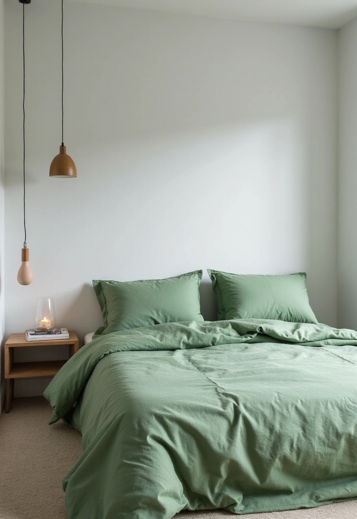27 Master Bedroom Decor Ideas With Green Bedding 8 27 Master Bedroom Decor Ideas With Green Bedding - 6. Minimalist Green Bedding for an Airy Feel