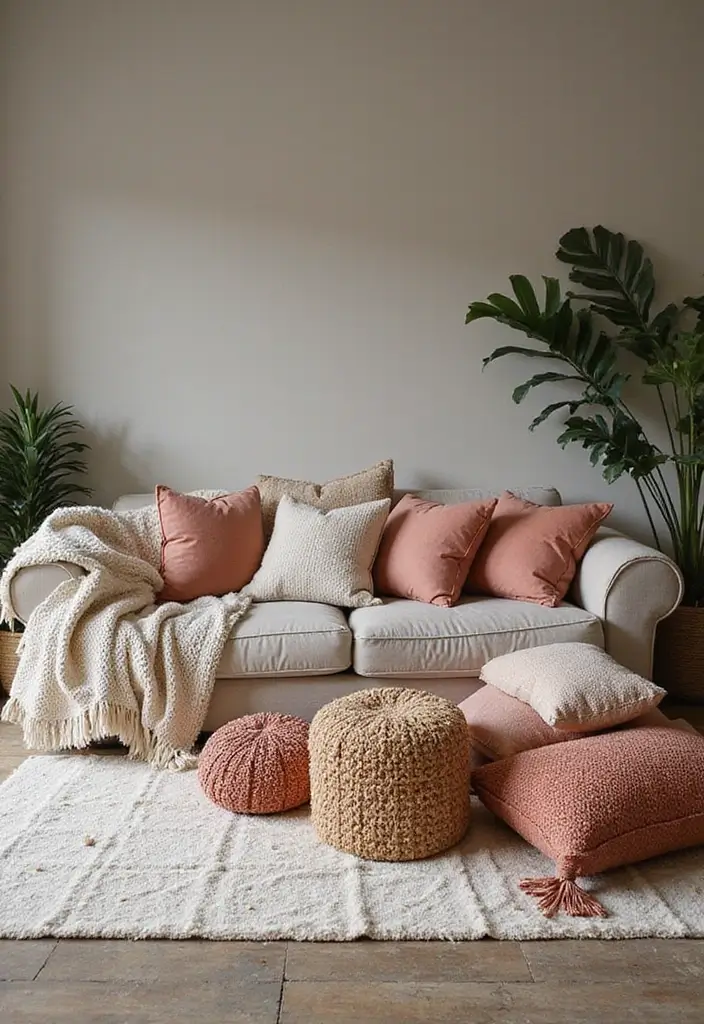 27 Zen Living Room Decor Ideas For A Boho Meditation Space 44 27 Zen Living Room Decor Ideas For A Boho Meditation Space - 16. Soft and Cozy Pillows