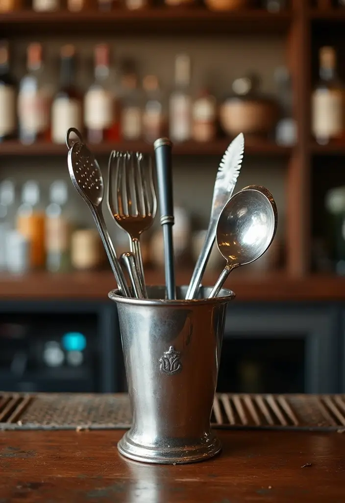 28 Bar Countertop Decor Ideas To Elevate Your Home Style 32 28 Bar Countertop Decor Ideas To Elevate Your Home Style - 12. Stylish Bar Utensil Holder