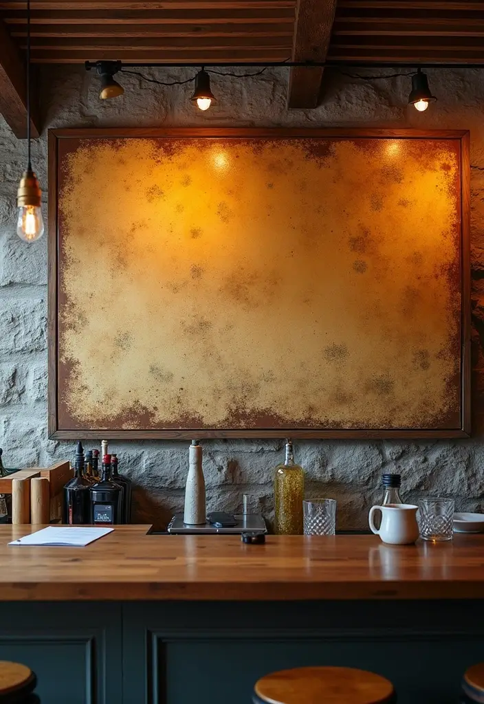 28 Bar Countertop Decor Ideas To Elevate Your Home Style 9 28 Bar Countertop Decor Ideas To Elevate Your Home Style - 3. Statement Wall Art
