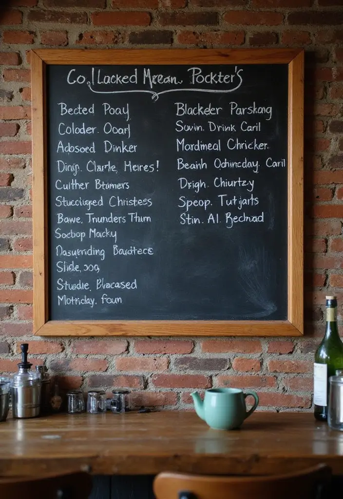 28 Bar Countertop Decor Ideas To Elevate Your Home Style 24 28 Bar Countertop Decor Ideas To Elevate Your Home Style - 6. Customizable Chalkboard