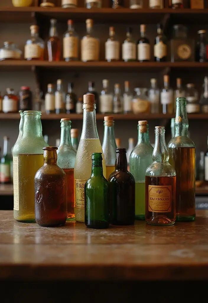 28 Bar Countertop Decor Ideas To Elevate Your Home Style 25 28 Bar Countertop Decor Ideas To Elevate Your Home Style - 7. Vintage Bottle Collection