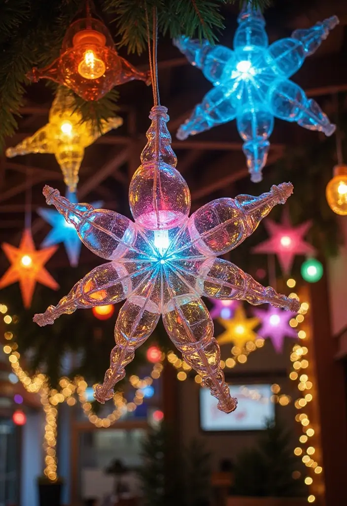 28 Belen Christmas Decor DIY Ideas Using Recycled Materials 32 28 Belen Christmas Decor DIY Ideas Using Recycled Materials - 14. Repurposed Plastic Bottle Stars