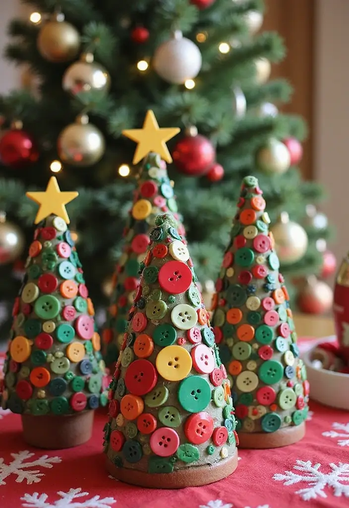 28 Belen Christmas Decor DIY Ideas Using Recycled Materials 41 28 Belen Christmas Decor DIY Ideas Using Recycled Materials - 17. Button Christmas Trees