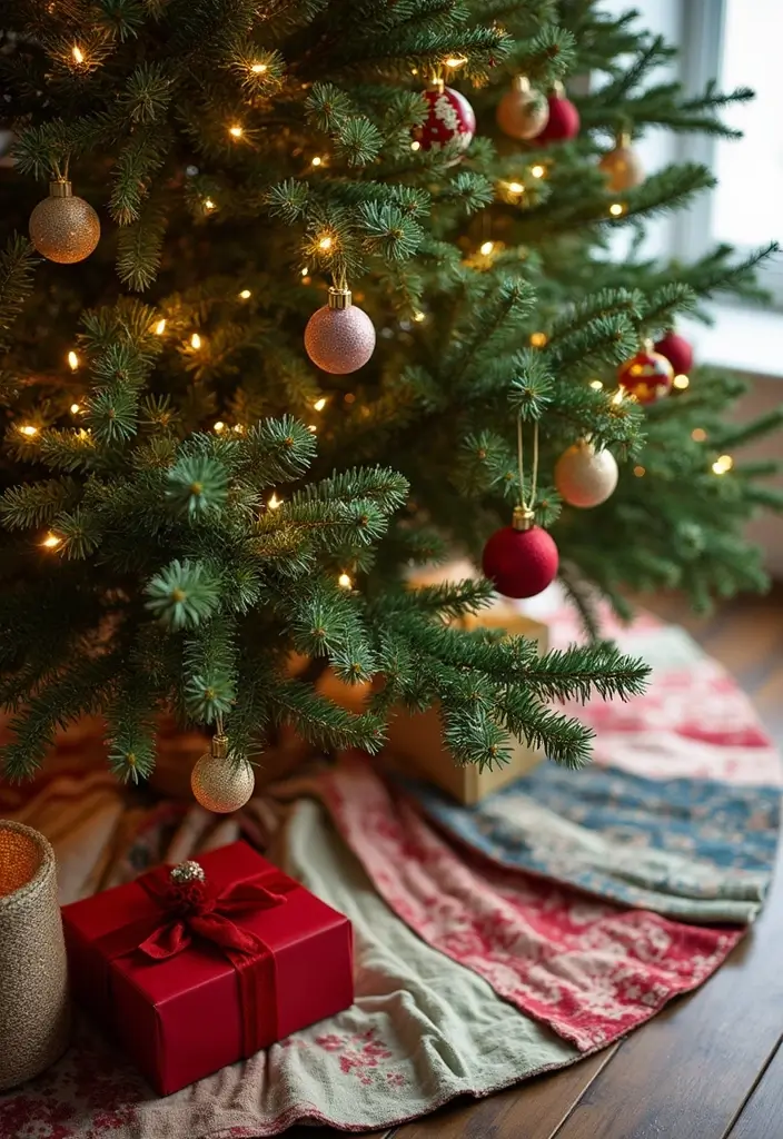 28 Belen Christmas Decor DIY Ideas Using Recycled Materials 45 28 Belen Christmas Decor DIY Ideas Using Recycled Materials - 21. Upcycled Christmas Tree Skirt