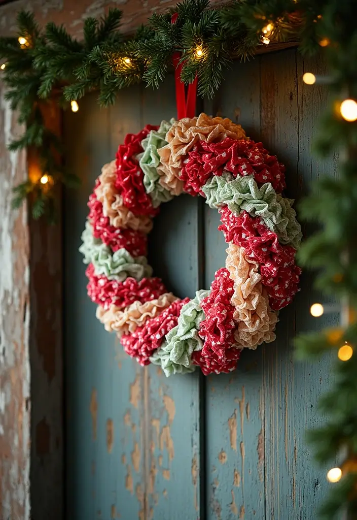 28 Belen Christmas Decor DIY Ideas Using Recycled Materials 13 28 Belen Christmas Decor DIY Ideas Using Recycled Materials - 5. Fabric Scrap Wreath