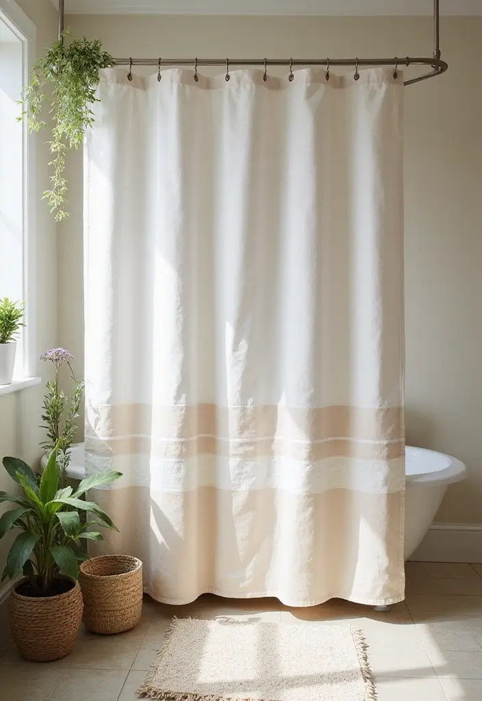 28 Eco Friendly Shower Curtain Ideas For Green Bathrooms 1 28 Eco Friendly Shower Curtain Ideas For Green Bathrooms - 1. Organic Cotton Delight