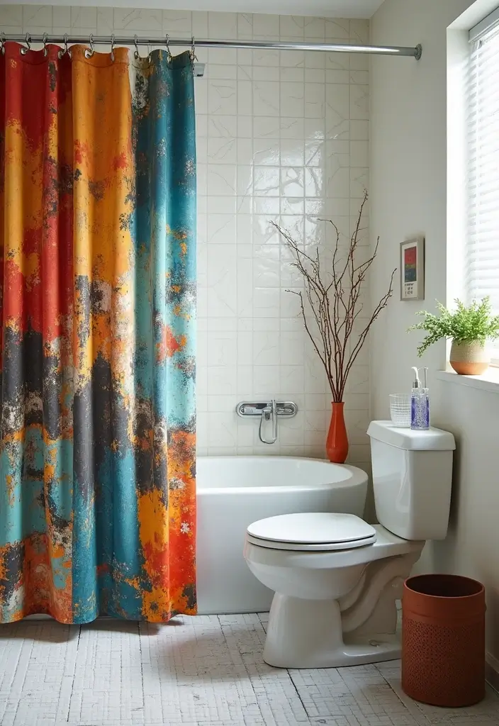 28 Eco Friendly Shower Curtain Ideas For Green Bathrooms 23 28 Eco Friendly Shower Curtain Ideas For Green Bathrooms - 11. Artistic Prints