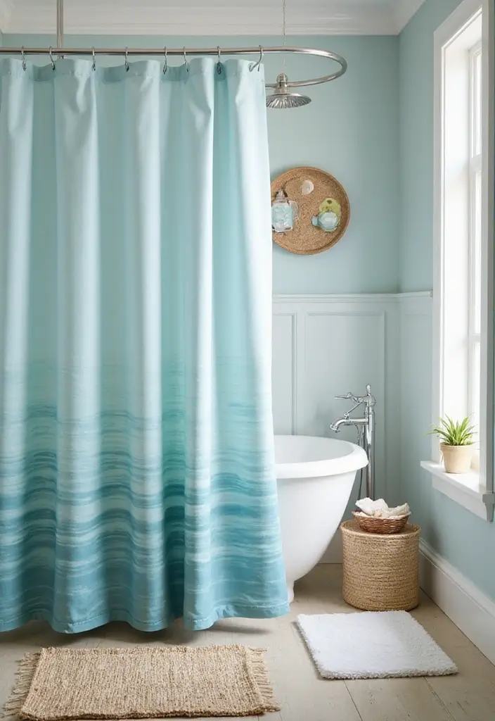 28 Eco Friendly Shower Curtain Ideas For Green Bathrooms 31 28 Eco Friendly Shower Curtain Ideas For Green Bathrooms - 13. Coastal Inspirations