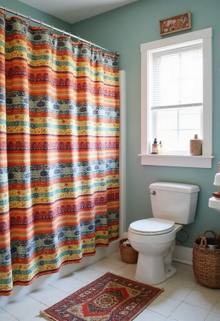 28 Eco Friendly Shower Curtain Ideas For Green Bathrooms 54 28 Eco Friendly Shower Curtain Ideas For Green Bathrooms - 18. Cultural Inspirations