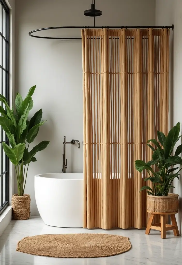 28 Eco Friendly Shower Curtain Ideas For Green Bathrooms 2 28 Eco Friendly Shower Curtain Ideas For Green Bathrooms - 2. Bamboo Bliss