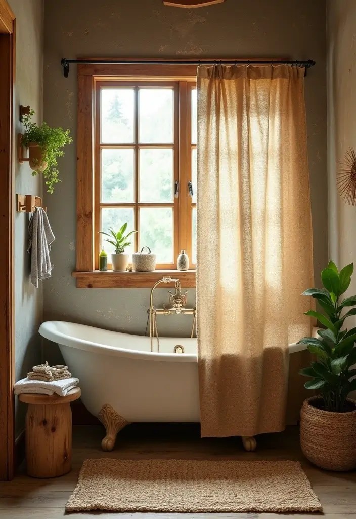 28 Eco Friendly Shower Curtain Ideas For Green Bathrooms 64 28 Eco Friendly Shower Curtain Ideas For Green Bathrooms - 22. Rustic Charm with Jute