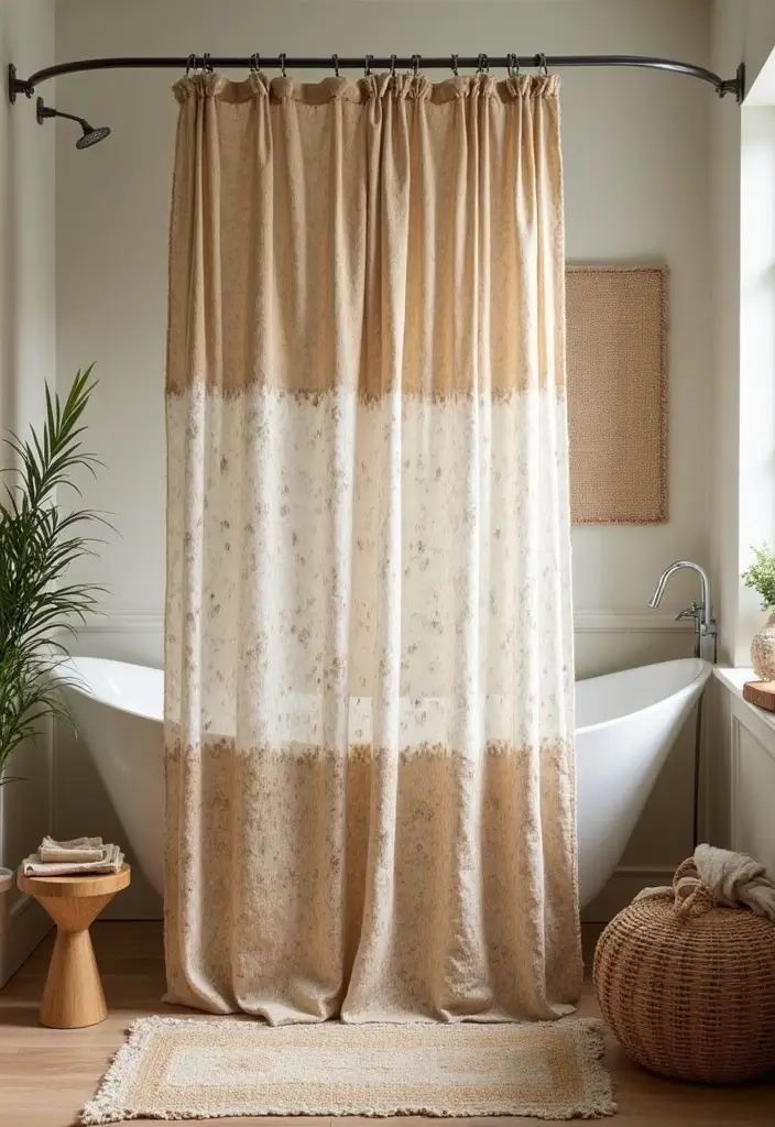 28 Eco Friendly Shower Curtain Ideas For Green Bathrooms 13 28 Eco Friendly Shower Curtain Ideas For Green Bathrooms - 7. Natural Fiber Fusion