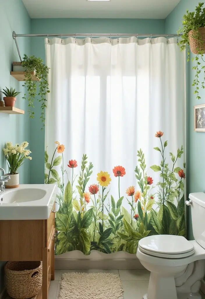 28 Eco Friendly Shower Curtain Ideas For Green Bathrooms 14 28 Eco Friendly Shower Curtain Ideas For Green Bathrooms - 8. Eco-Friendly Motifs