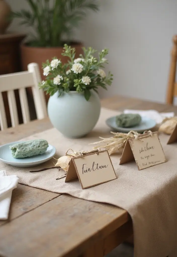 28 Eco Friendly Table Decor Ideas For Sustainable Dining 44 28 Eco Friendly Table Decor Ideas For Sustainable Dining - 20. DIY Place Cards