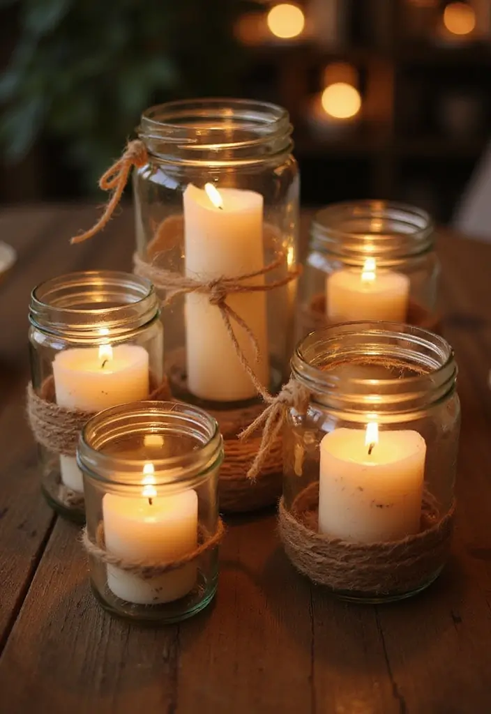 28 Eco Friendly Table Decor Ideas For Sustainable Dining 4 28 Eco Friendly Table Decor Ideas For Sustainable Dining - 4. Upcycled Glass Jars for Candle Holders