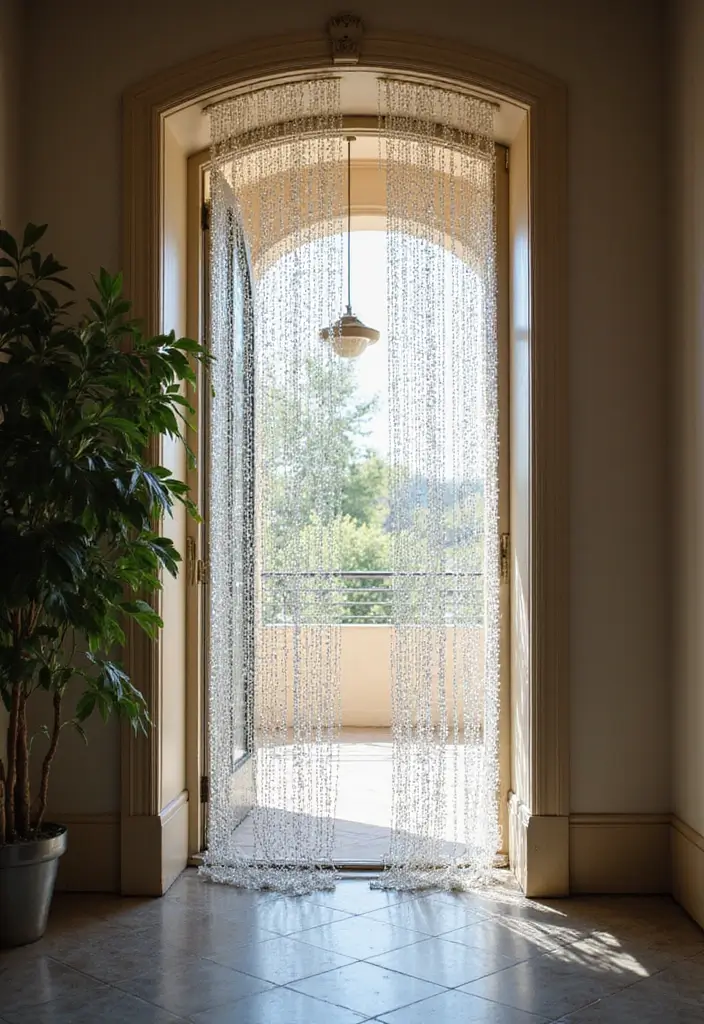 28 Recycled Glass Home Decor Ideas For Eco Lovers - 11. Glass Bead Curtain