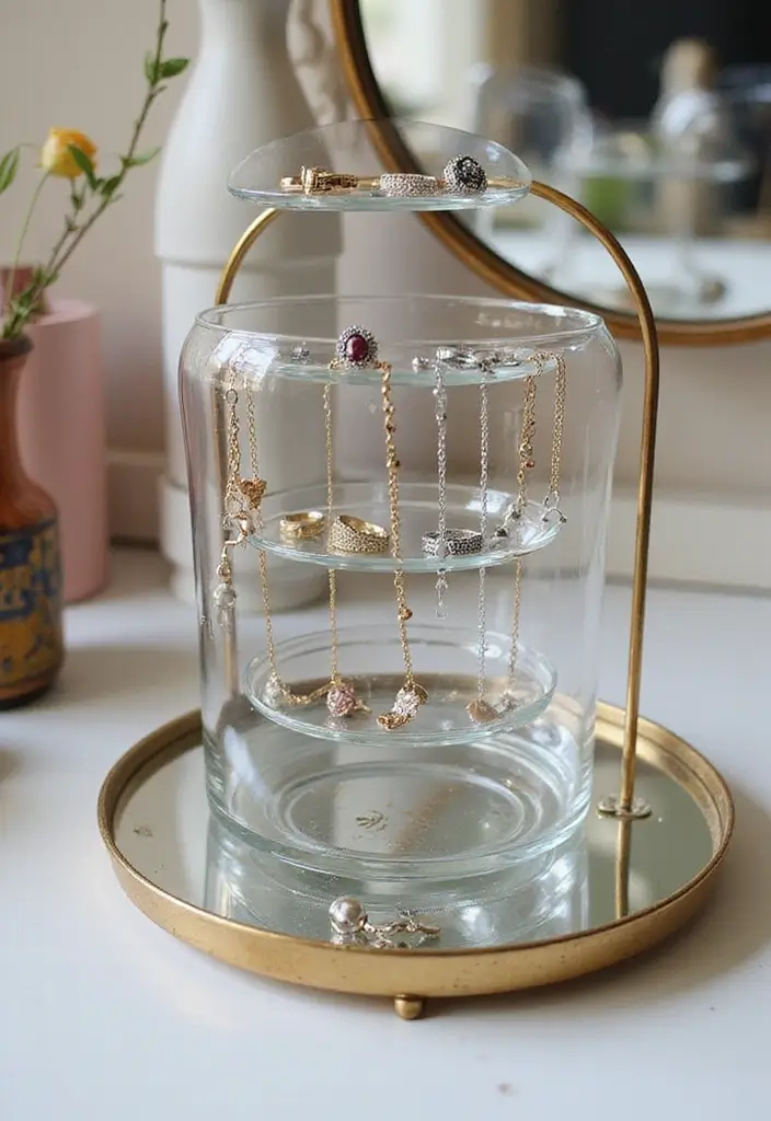 28 Recycled Glass Home Decor Ideas For Eco Lovers - 18. Glass Jewelry Displays
