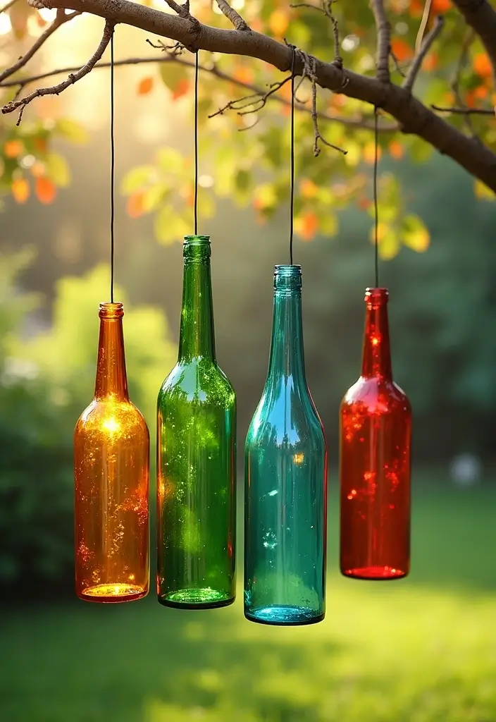 28 Recycled Glass Home Decor Ideas For Eco Lovers - 27. Glass Bottle Wind Spinners