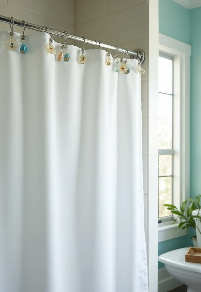 28 Recycled Glass Home Decor Ideas For Eco Lovers - 28. Upcycled Glass Shower Curtain Hooks