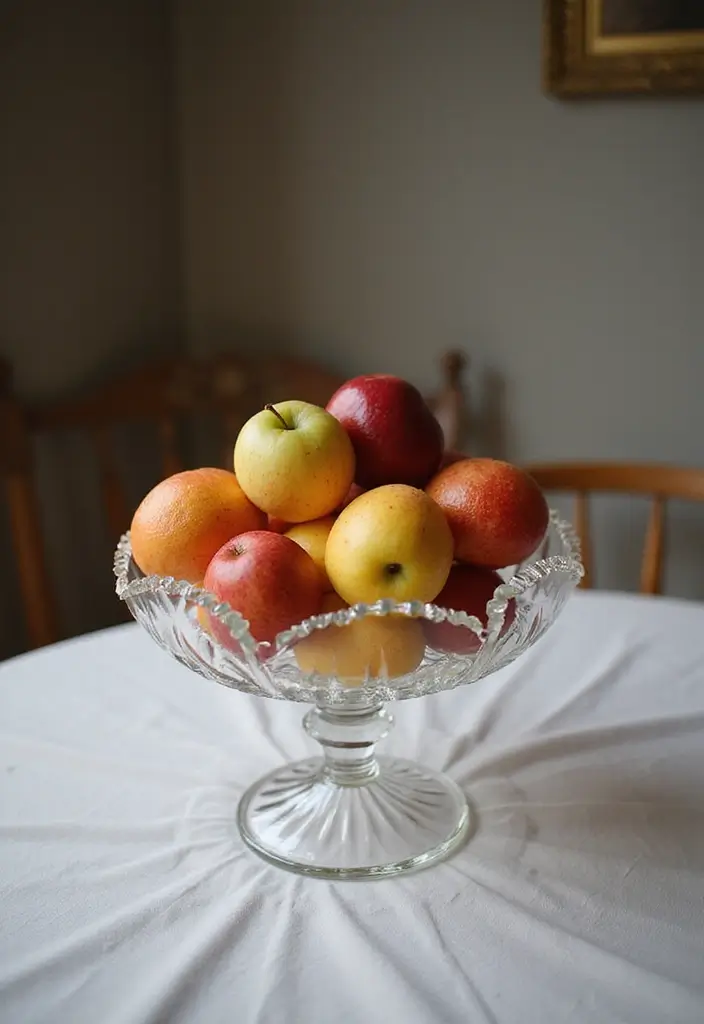 28 Recycled Glass Home Decor Ideas For Eco Lovers - 4. Vintage Glass Bowl Centerpieces