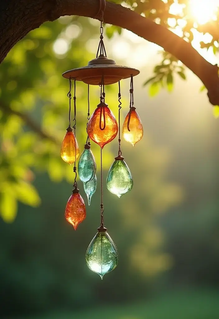 28 Recycled Glass Home Decor Ideas For Eco Lovers - 5. Recycled Glass Wind Chimes