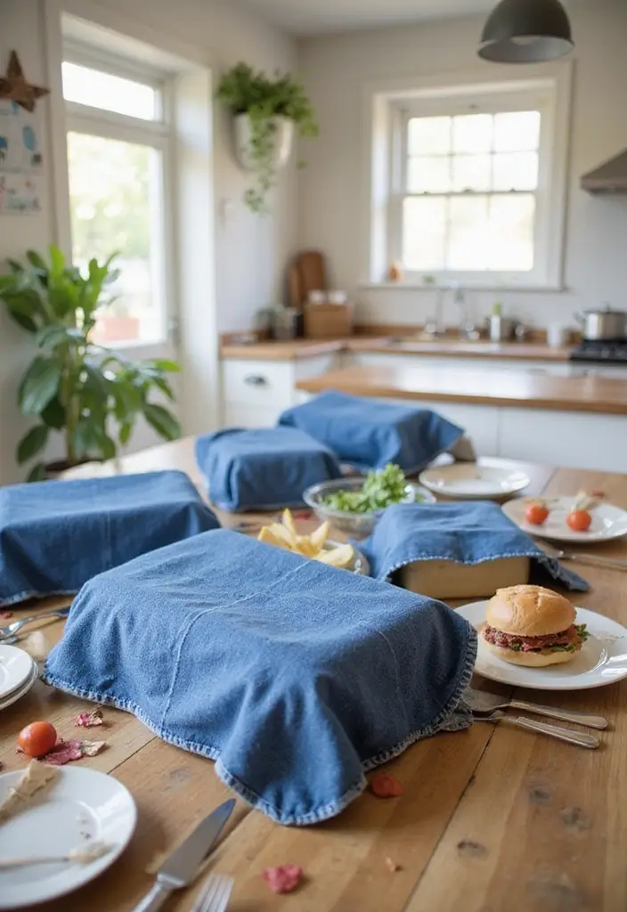 28 Upcycled Denim Home Decor Ideas You Can Try 43 28 Upcycled Denim Home Decor Ideas You Can Try - 7. Denim Food Covers