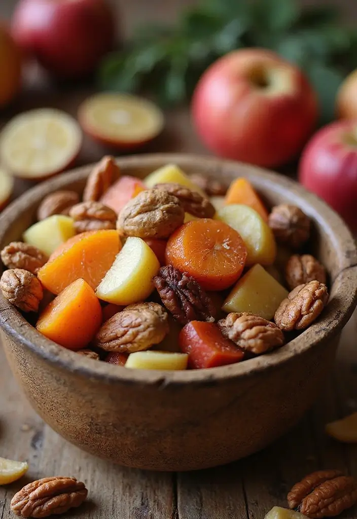 29 Christmas Tabletop Decor Centerpiece Ideas For Festive Homes 29 29 Christmas Tabletop Decor Centerpiece Ideas For Festive Homes - 13. Rustic Fruit and Nut Arrangement