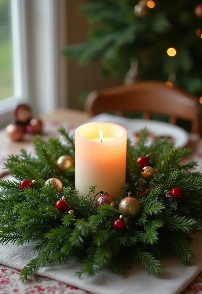 29 Christmas Tabletop Decor Centerpiece Ideas For Festive Homes 36 29 Christmas Tabletop Decor Centerpiece Ideas For Festive Homes - 14. Evergreen Wreath Table Decor