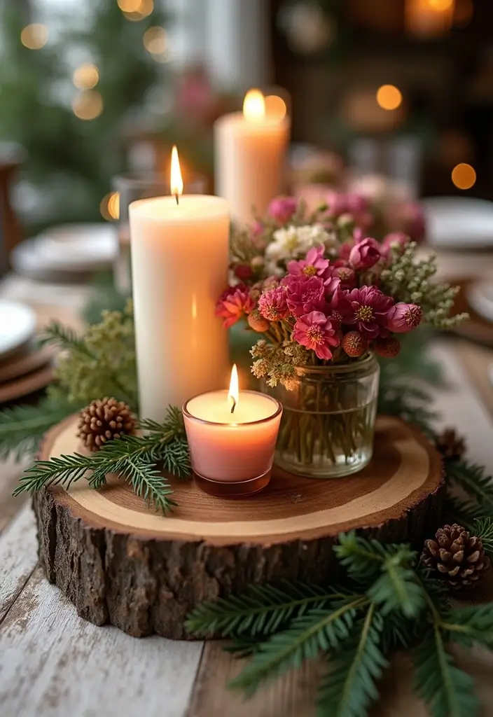 29 Christmas Tabletop Decor Centerpiece Ideas For Festive Homes 86 29 Christmas Tabletop Decor Centerpiece Ideas For Festive Homes - 26. Natural Wood Slice Centerpiece