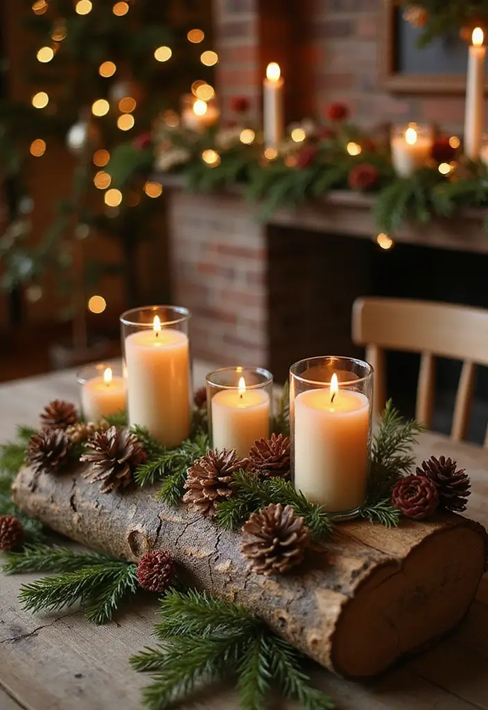 29 Christmas Tabletop Decor Centerpiece Ideas For Festive Homes 6 29 Christmas Tabletop Decor Centerpiece Ideas For Festive Homes - 4. Rustic Charm with Logs