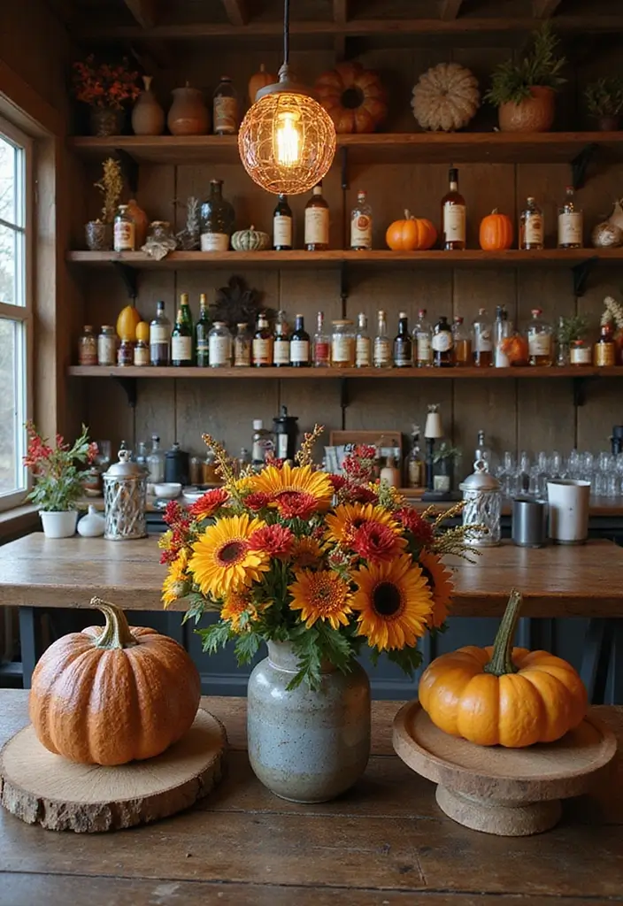 29 Cozy Home Bar Ideas With Rustic Decor Vibes 24 29 Cozy Home Bar Ideas With Rustic Decor Vibes - 10. Seasonal Decor Touches