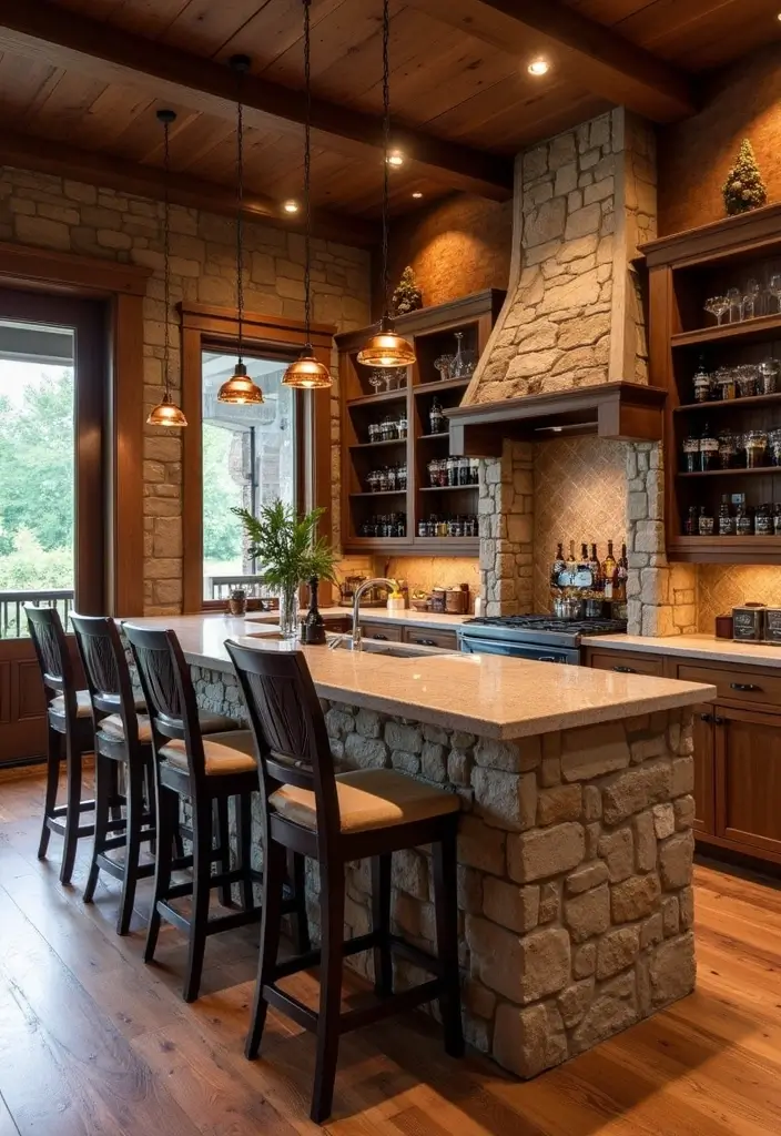 29 Cozy Home Bar Ideas With Rustic Decor Vibes 27 29 Cozy Home Bar Ideas With Rustic Decor Vibes - 13. Stone Accents