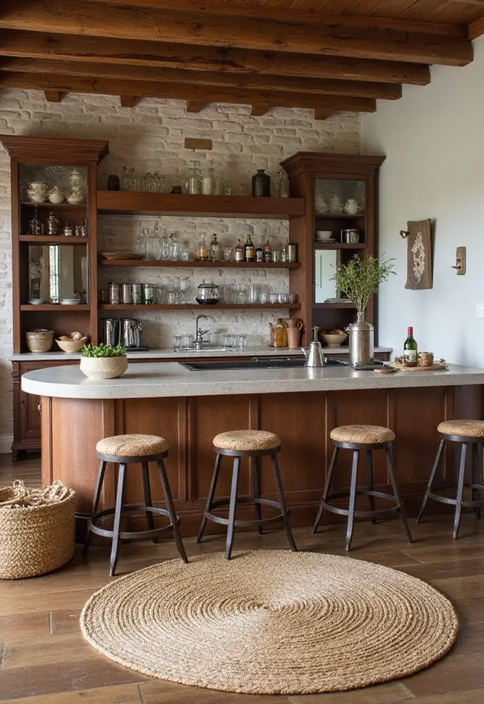 29 Cozy Home Bar Ideas With Rustic Decor Vibes 28 29 Cozy Home Bar Ideas With Rustic Decor Vibes - 14. Natural Fiber Rugs